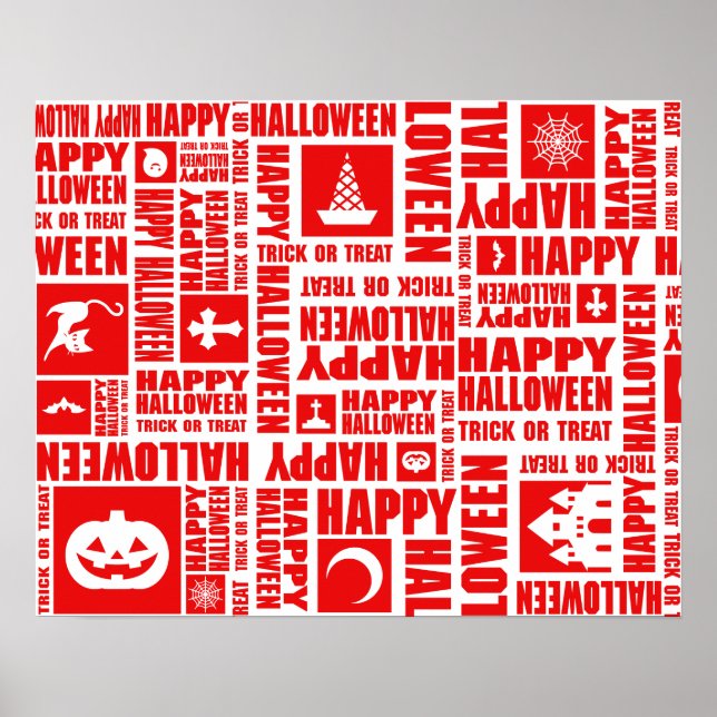 Halloween Custom Cool Whimsical Typography Red Poster (Front)