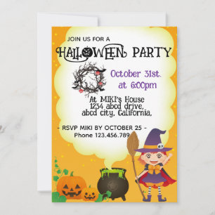 Halloween Custom Cute Whimsical Funny Orange  Invitation