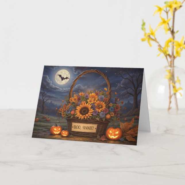 Halloween Custom Name Any Name Cute Flowers Card (Yellow Flower)