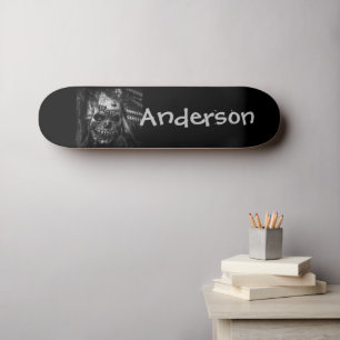 Halloween Custom Scary Skull Black & White Skatebo Skateboard