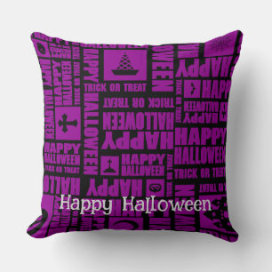 Halloween Custom Whimsical Cool Funny Purple Cushion
