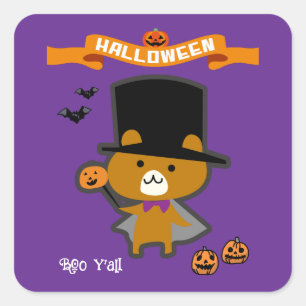 Halloween Custom Whimsical Cute Wizard Bear Square Sticker