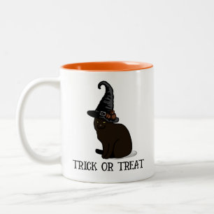 Halloween Custom Whimsical Funny Black Cat Modern Two-Tone Coffee Mug