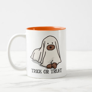 Halloween Custom Whimsical Funny Brown Dog Modern Two-Tone Coffee Mug