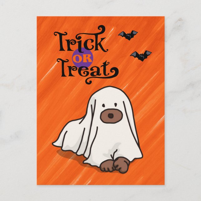 Halloween Custom Whimsical Funny Dog Orange Postcard (Front)