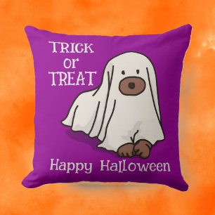 Halloween Custom Whimsical Funny Dog Purple Cushion