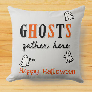 Halloween Custom Whimsical Funny Gray Ghost Cushion