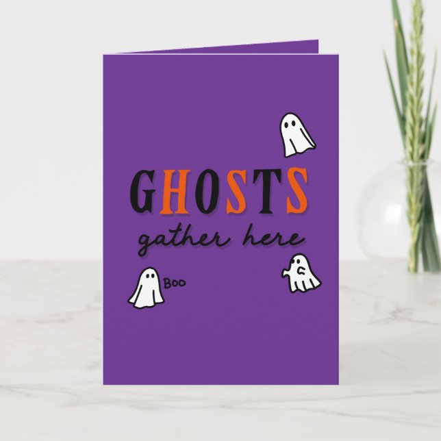 Halloween Custom Whimsical Funny Modern Purple Card (Front)