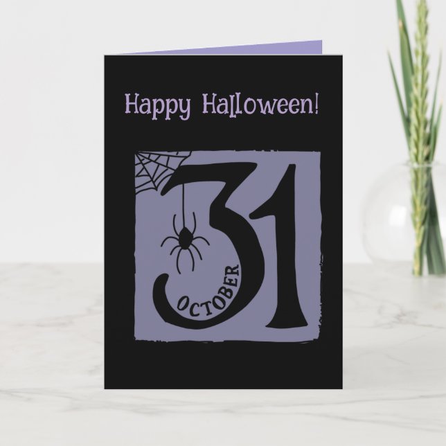 Halloween Custom Whimsical Funny Modern Purple Card (Front)