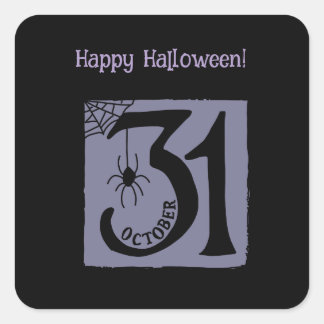 Halloween Custom Whimsical Funny Modern Purple Square Sticker