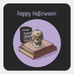 Halloween Custom Whimsical Funny Modern Purple Square Sticker