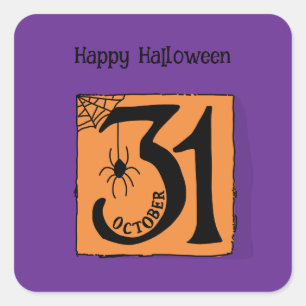 Halloween Custom Whimsical Funny Modern Purple Square Sticker