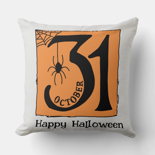 Halloween Custom Whimsical Funny Oct.31 Orange  Cushion (Front)