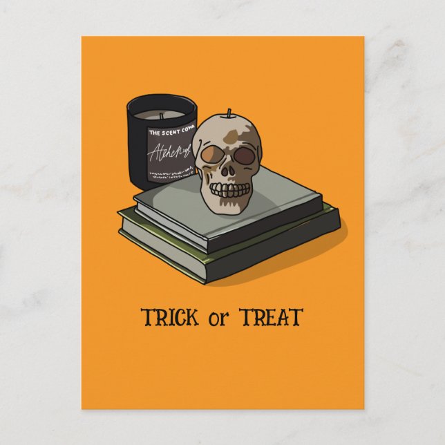 Halloween Custom Whimsical Funny Skull Postcard (Front)