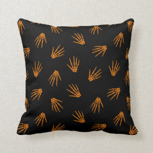 Halloween Customise Orange Bones Cotton 16"X16" Cushion