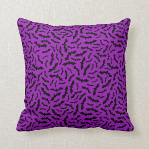 Halloween Customise Purple Bat Cotton 16"X16" Cushion