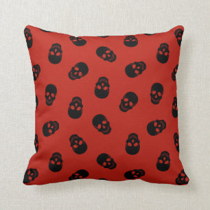 Halloween Customise Red Skull Cotton 16"X16" Cushion
