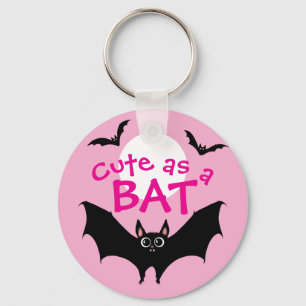 Halloween Cute as a Bat funny pink Key Ring