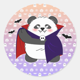 Halloween Cute Baby Panda Dracula Vampire Classic Round Sticker