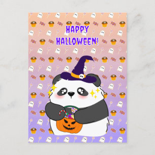 Halloween Cute Baby Panda Trick or Treat Postcard