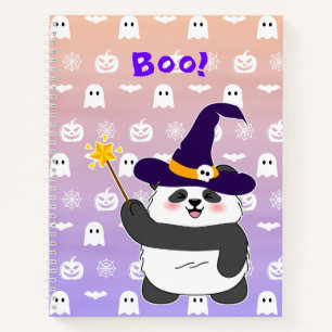 Halloween Cute Baby Panda Witch Magic Wand Notebook