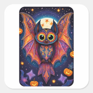 Halloween Cute Bat Alebrije Square Sticker