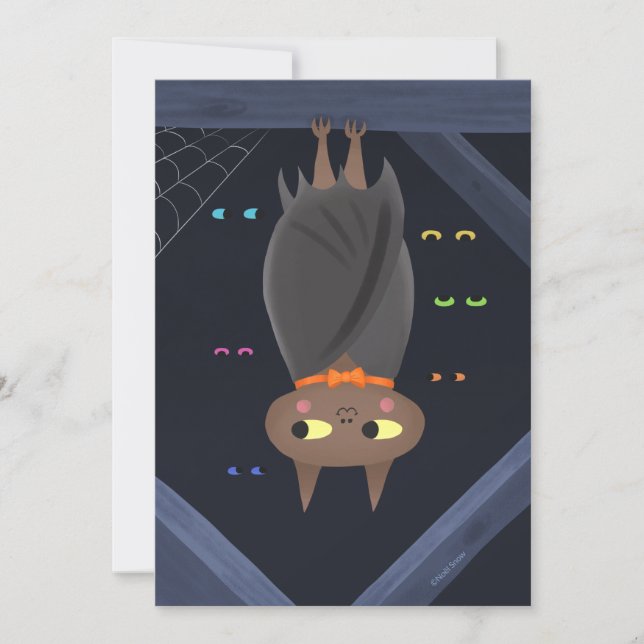 Halloween Cute Bat DIY Blank Invitation (Front)