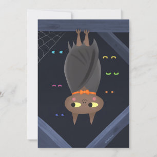 Halloween Cute Bat DIY Blank Invitation