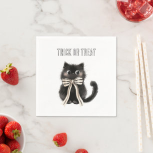 Halloween Cute Black Cat Trick or Treat Napkin