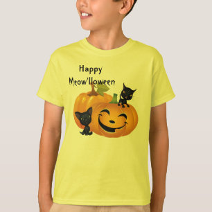 Halloween Cute Black Cats Pumpkin Shirt