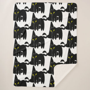 Halloween Cute Black Ghost and Witch Hat Sherpa Blanket