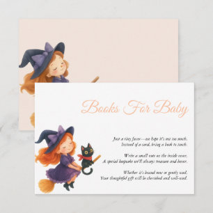 Halloween Cute Boo Cat with a Broom Baby Shower Enclosure Card