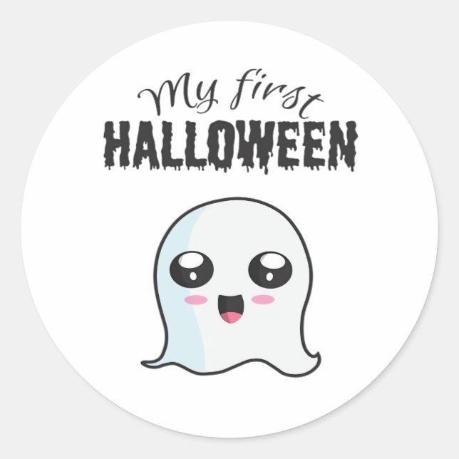 Halloween Cute Boo Newborn Baby Girl First Hallowe Classic Round Sticker (Front)