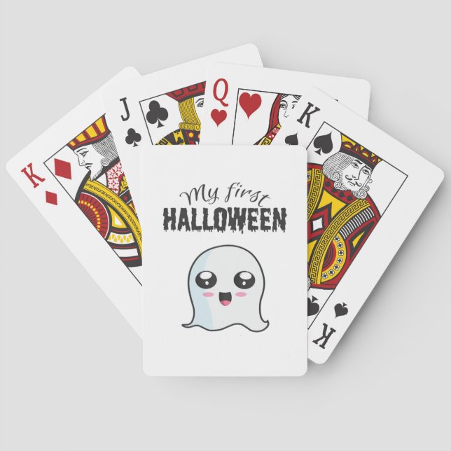Halloween Cute Boo Newborn Baby Girl First Hallowe Playing Cards (Back)