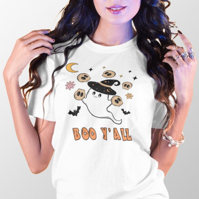 HALLOWEEN CUTE BOO Y'ALL GHOST, BATS & SKULLS T-Shirt (Creator Uploaded)