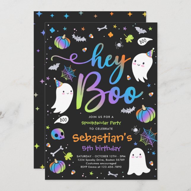 Halloween Cute Boy Ghost Birthday Spooktacular Invitation (Front/Back)