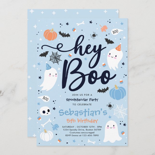 Halloween Cute Boy Ghost Birthday Spooktacular Invitation (Front/Back)