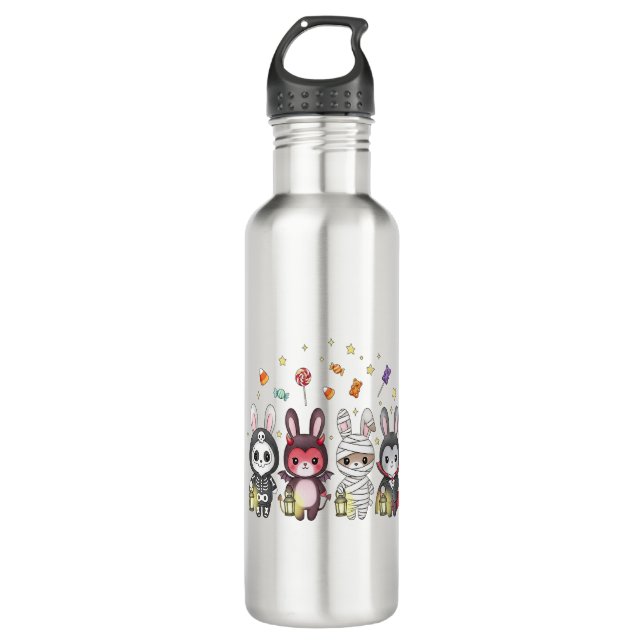 Halloween Cute Bunny Costume 710 Ml Water Bottle (Front)