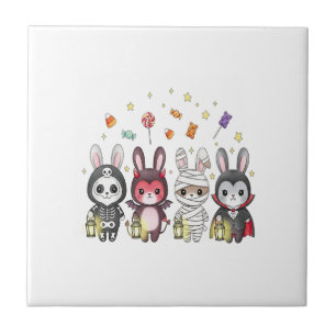 Halloween Cute Bunny Costume Ceramic Tile