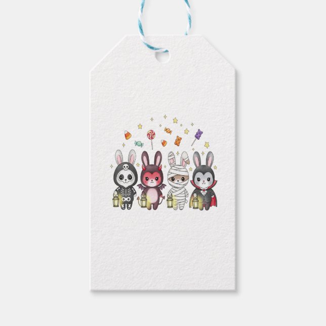 Halloween Cute Bunny Costume Gift Tags (Front)