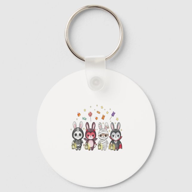 Halloween Cute Bunny Costume Key Ring (Front)