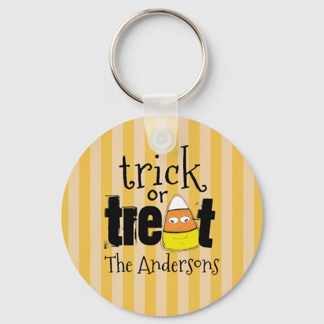 Halloween Cute Candy Corn Funny Whimsical Key Ring (Front)