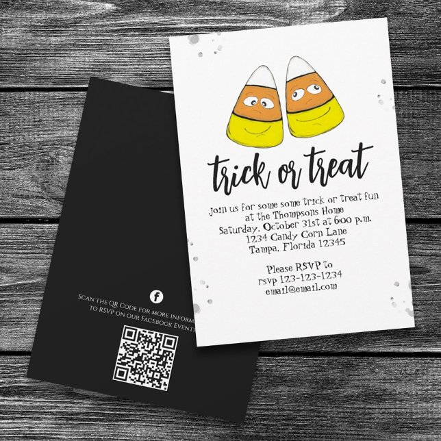 Halloween Cute Candy Corn Social Media QR Code Invitation (Creator Uploaded)