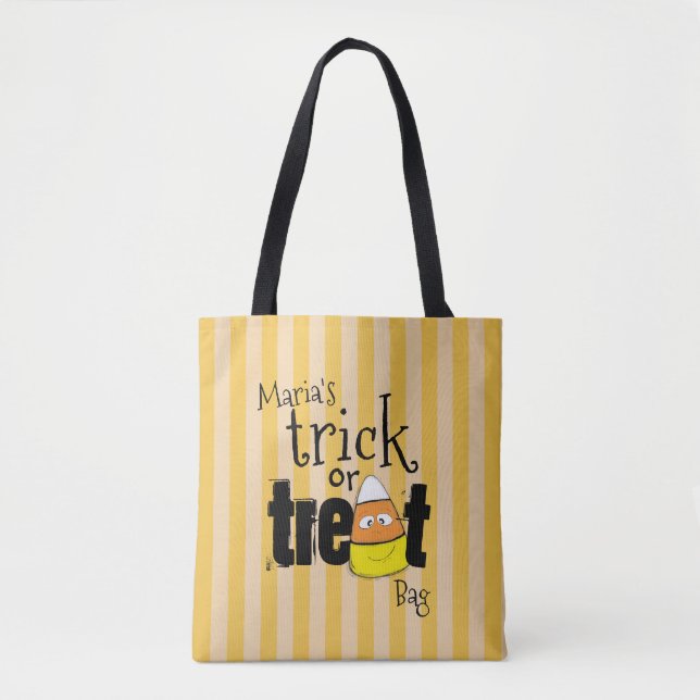 Halloween Cute Candy Corn Whimsical Trick or Treat Tote Bag (Front)