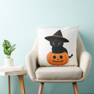 Halloween Cute Cartoon Friends, Black Baby Cat Cushion