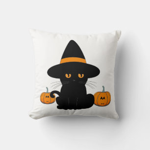 Halloween Cute Cartoon Friends, Black Baby Cat Cushion