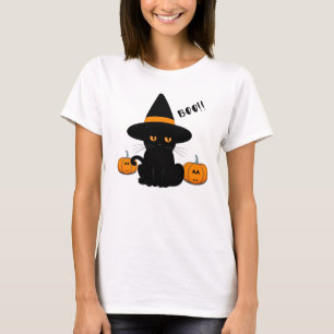 Halloween Cute Cartoon Friends, Black Baby Cat T-Shirt