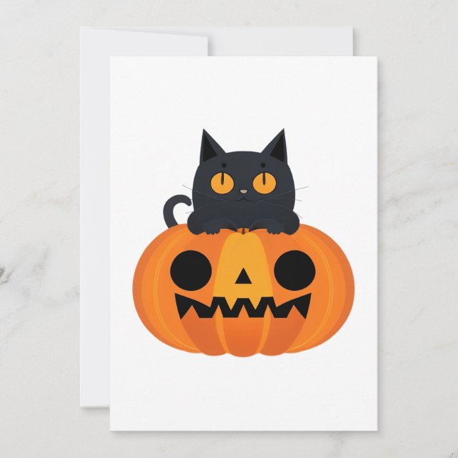 Halloween Cute Cartoon Friends, Black Baby Cat Thank You Card (Front)