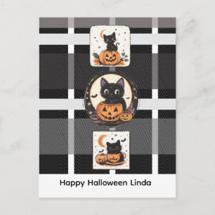 Halloween Cute Cat Fall Holiday Postcard