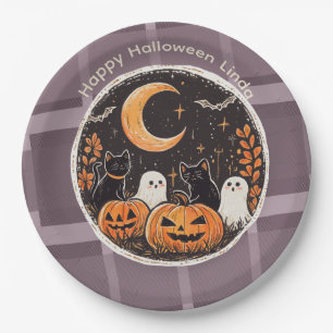 Halloween Cute Cat Ghost Paper Plate